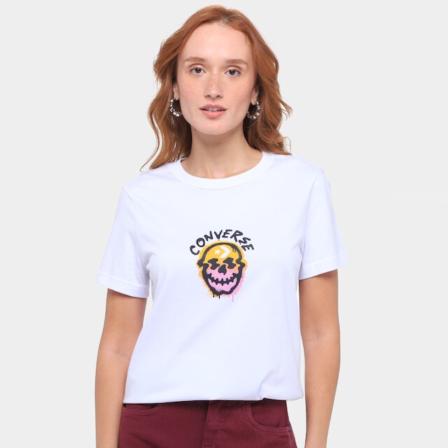 Camiseta Converse Spray Skull Baby Feminina