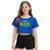Camiseta Cropped Adulto Look Jeans I Love Brasil - P - MARINHO - Azul