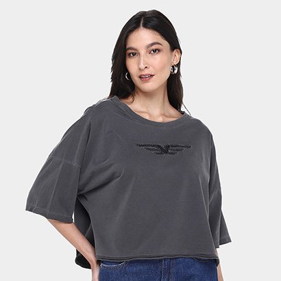Camiseta Cropped Ellus Grunge Berlim Feminina - Feminino