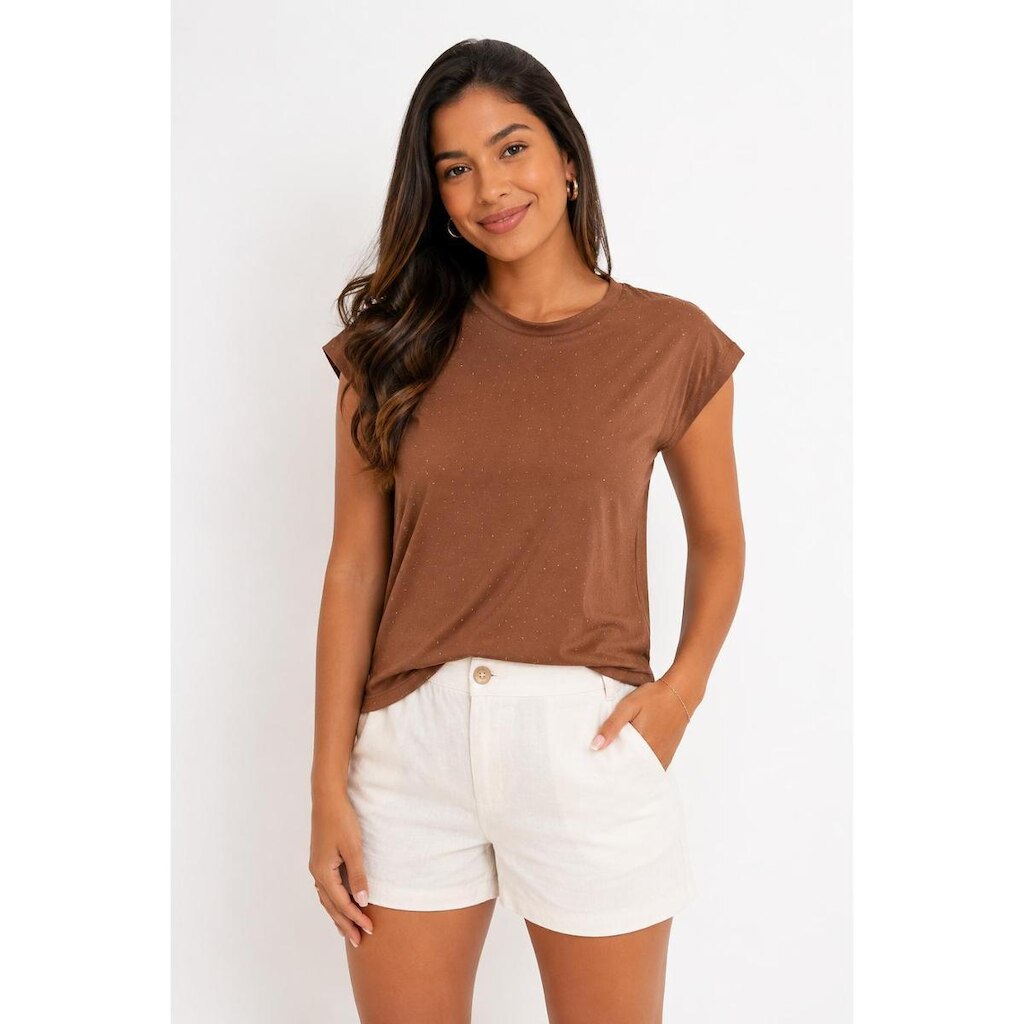 Camiseta D Bell Outlet Fashion Algodão Marrom