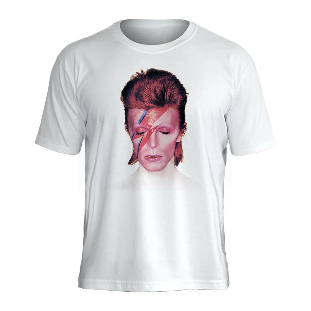 Camiseta David Bowie Stamp Unissex em Algodão Manga Curta