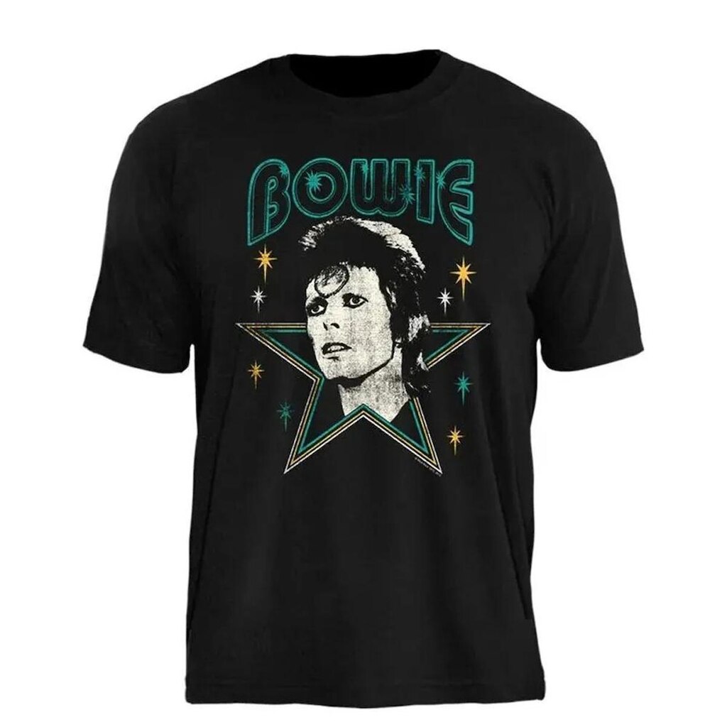 Camiseta David Bowie Stamp Unissex em Algodão Manga Curta