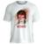 Camiseta David Bowie Stamp Unissex em Algodão Manga Curta - Branco+Vermelho