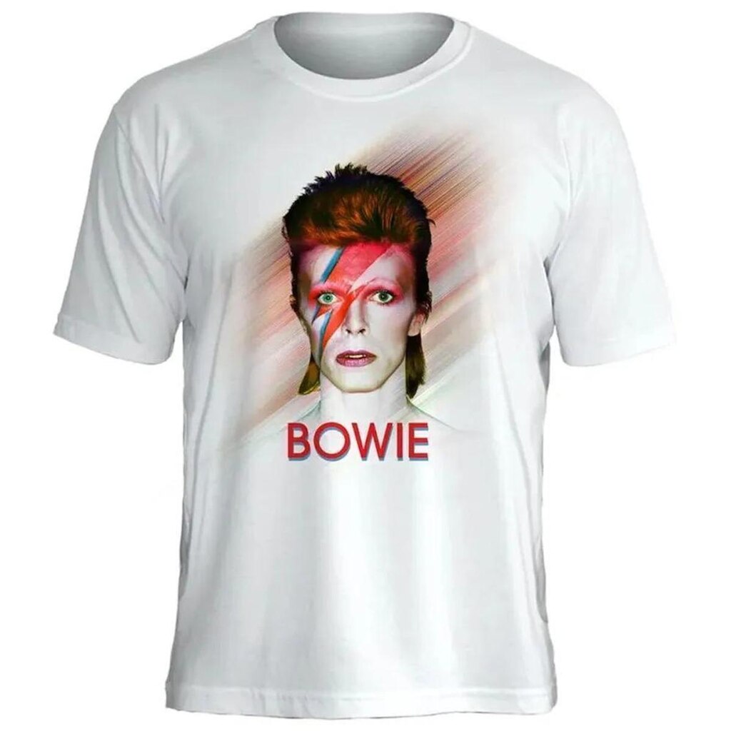 Camiseta David Bowie Stamp Unissex em Algodão Manga Curta