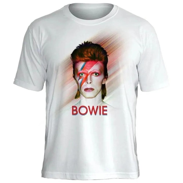 Camiseta David Bowie Stamp Unissex em Algodão Manga Curta