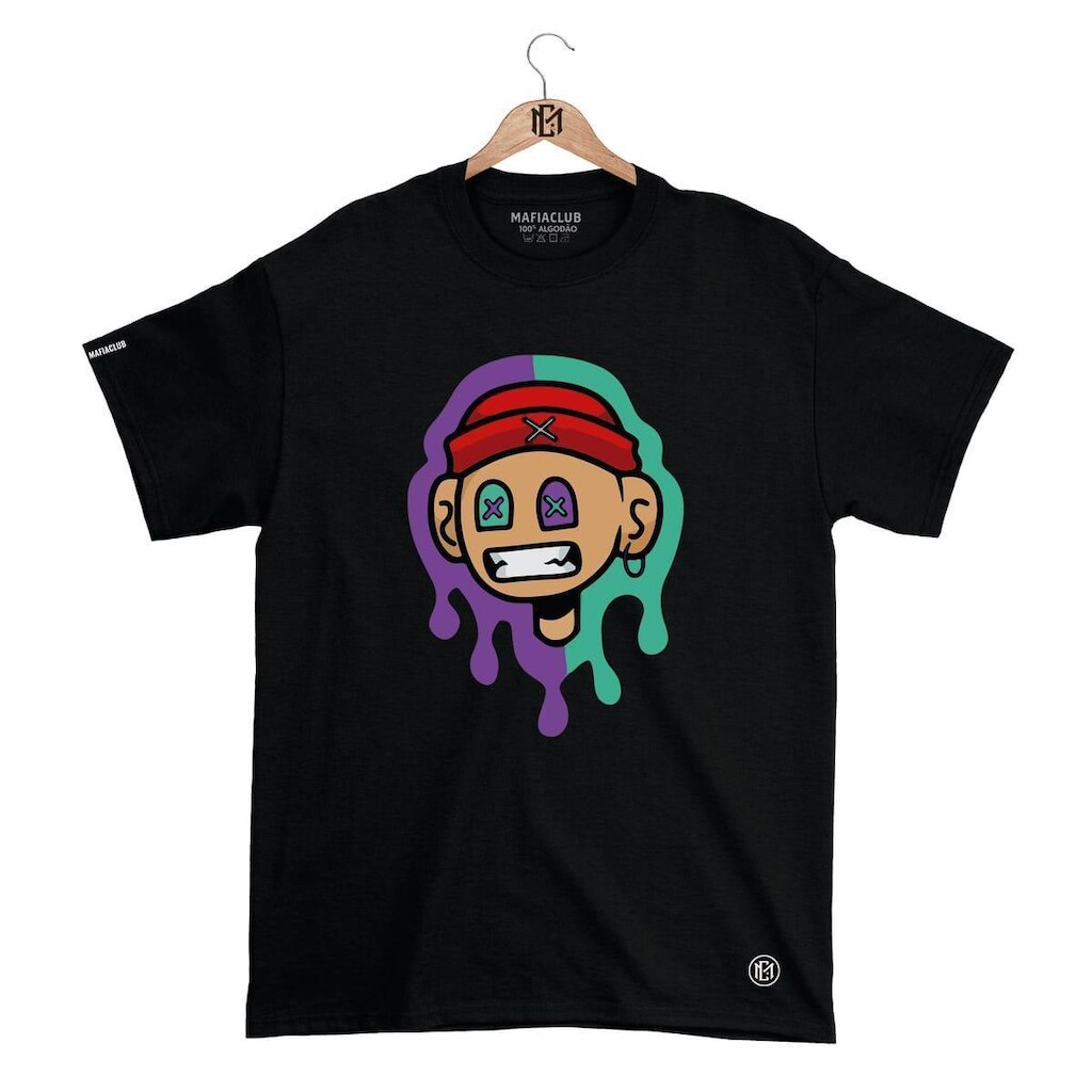 Camiseta DBL Gola Redonda Estampa CARA 2 Streetwear fio 30.1 Penteado.