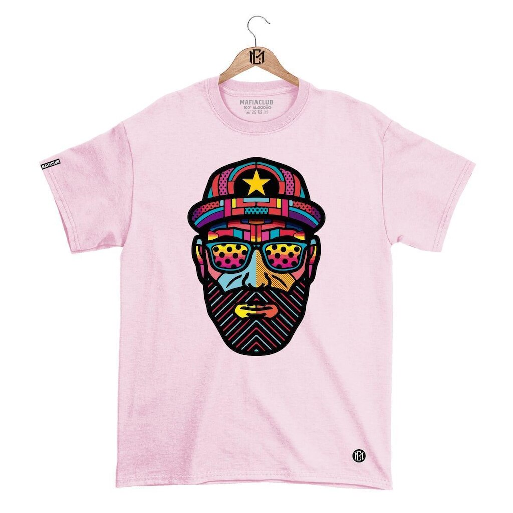 Camiseta DBL Gola Redonda Estampa CARA Streetwear fio 30.1 Penteado.