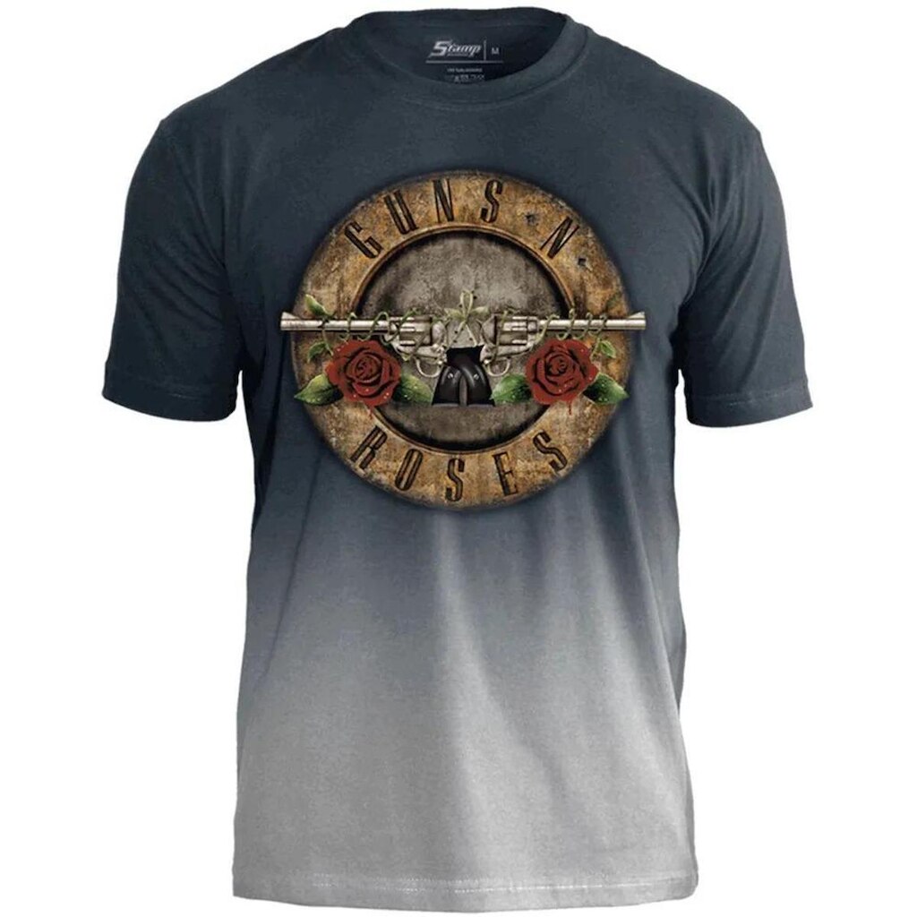 Camiseta de Banda Guns N Roses Preto ou Cinza Estonado Estampa Oficial