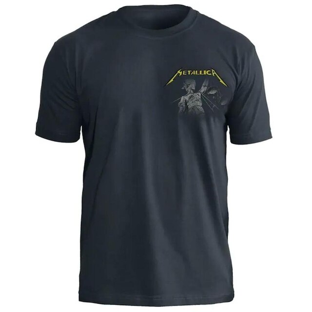 Camiseta de Banda Metallica em Algodão Gola Redonda Manga Curta