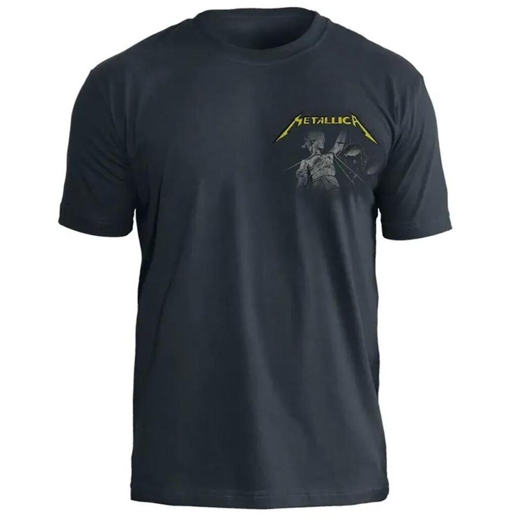 Camiseta de Banda Metallica em Algodão Gola Redonda Manga Curta
