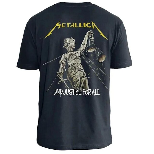 Camiseta de Banda Metallica em Algodão Gola Redonda Manga Curta