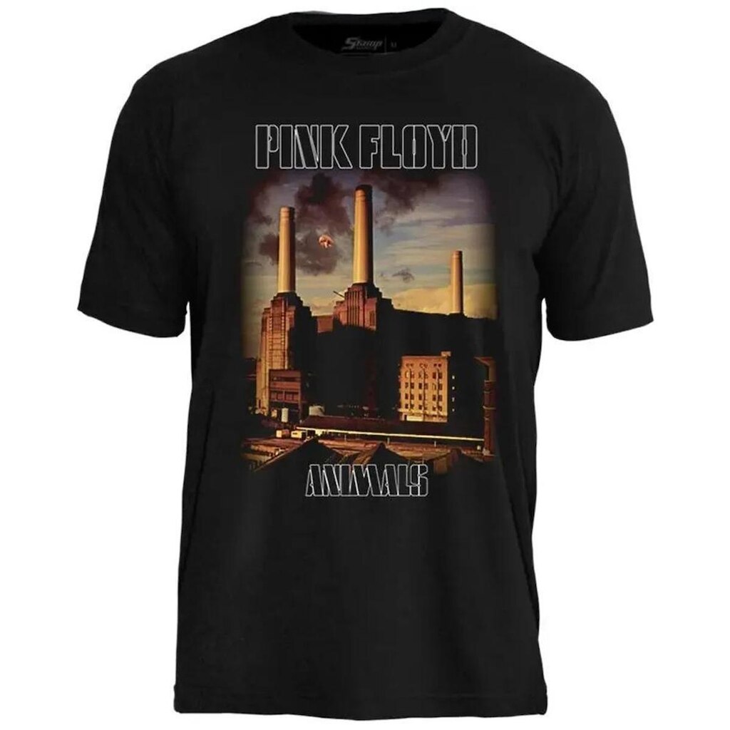 Camiseta de Banda pink Floyd em Algodão Manga Curta Gola Redonda