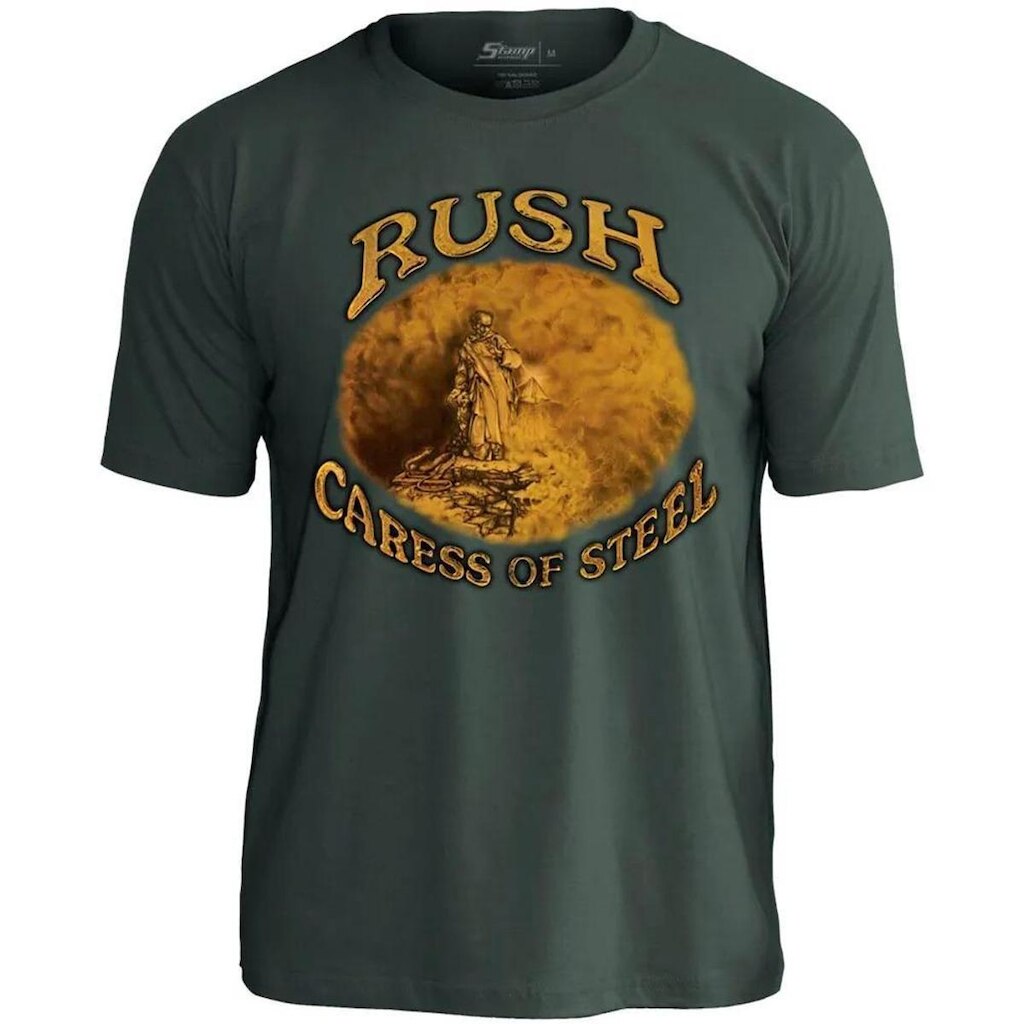 Camiseta de Banda Rush em Algodão Manga Curta Gola Redonda