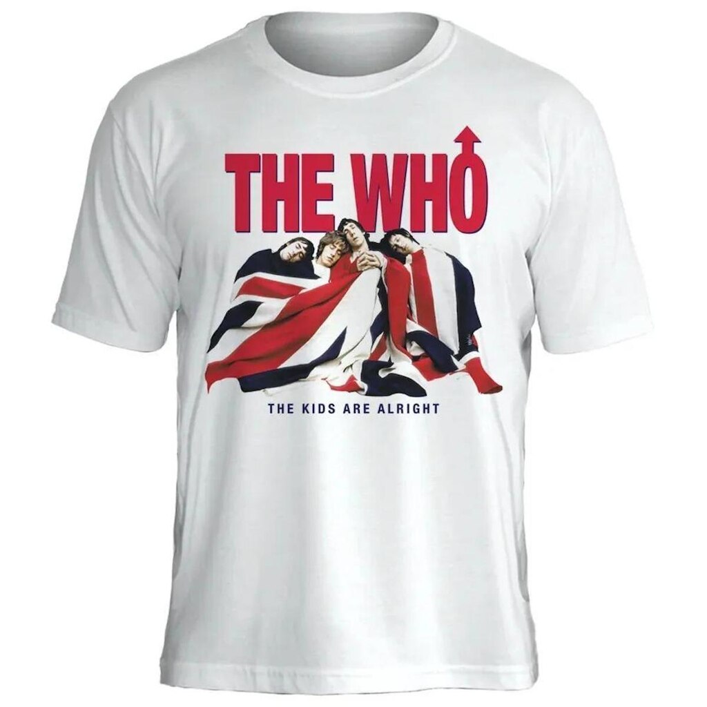 Camiseta de Banda The Who Stamp em Algodão Manga Curta Gola Redonda