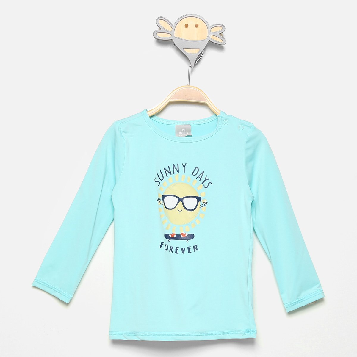 Camiseta de Praia Infantil Hering Com Protecção UV 50+ Manga Longa Masculina - Azul Claro Menor preço em Camiseta de Praia Infantil Hering Com Protecção UV 50+ Manga Longa Masculina - Azul Claro