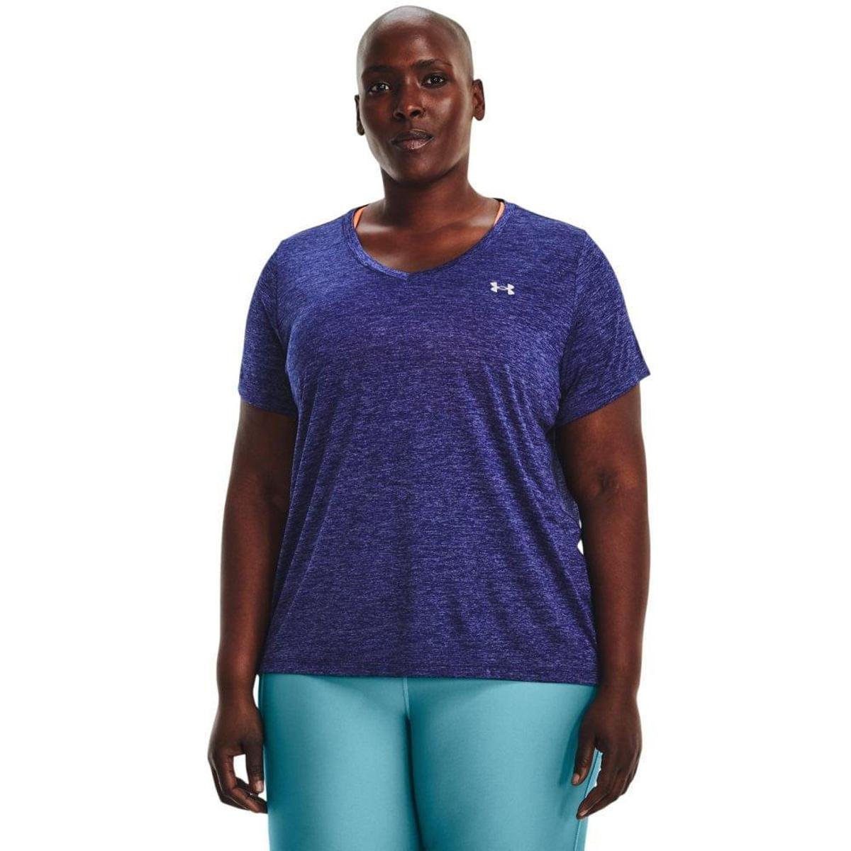 Camiseta de Treino Plus Size Feminina Under Armour Tech Twist SSV - Azul Menor preço em Camiseta de Treino Plus Size Feminina Under Armour Tech Twist SSV - Azul