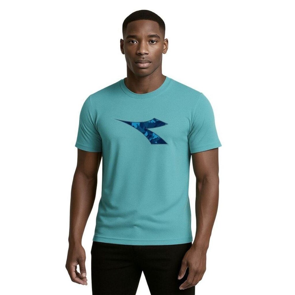 Camiseta Diadora Big Logo Camo Masculina - Azul P