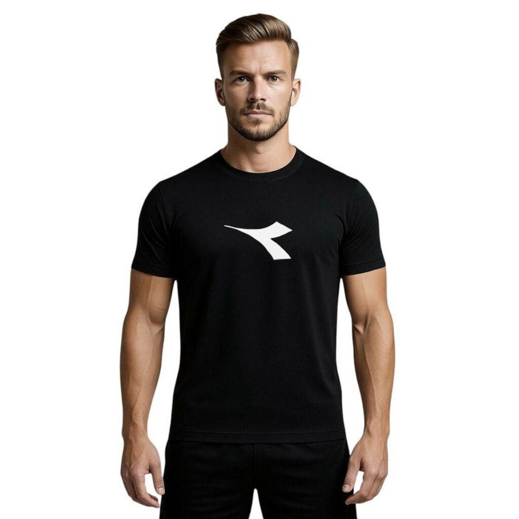 Camiseta Diadora Big Logo Masculina - Preto XGG