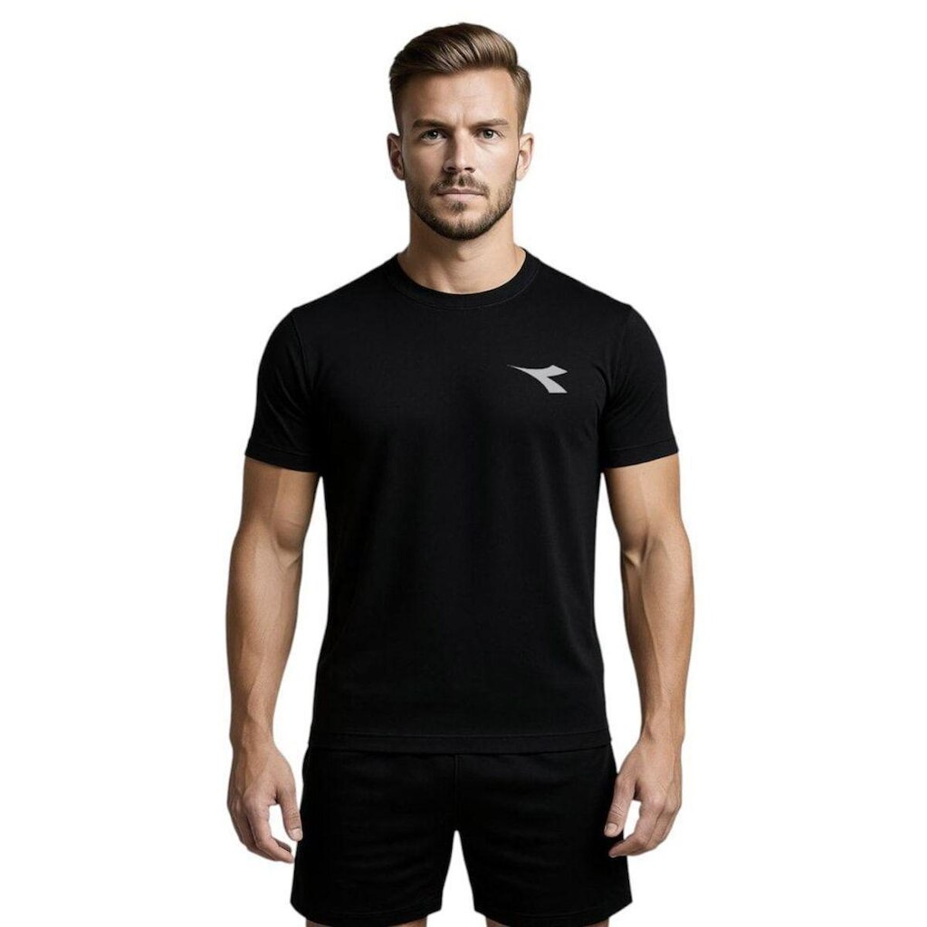 Camiseta Diadora Small Logo Masculina - Preto GG