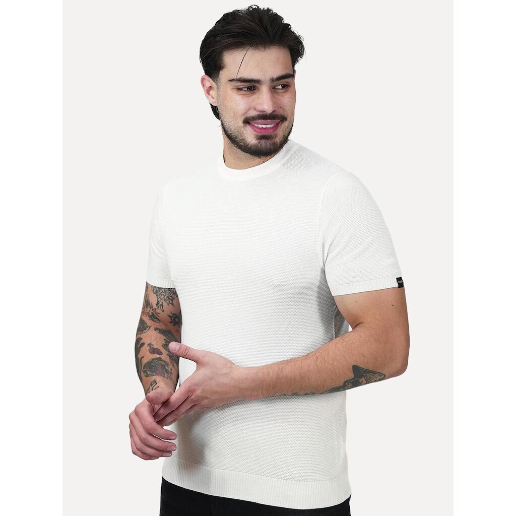Camiseta Dixen Tricot Manga Curta Gola Careca Textura Masculina