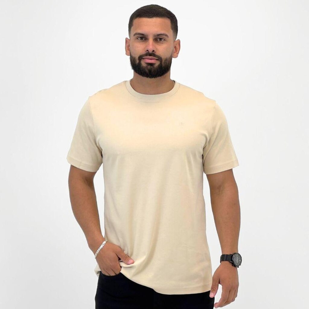 Camiseta Dixie Básica Pima Slim Manga Curta Masculina