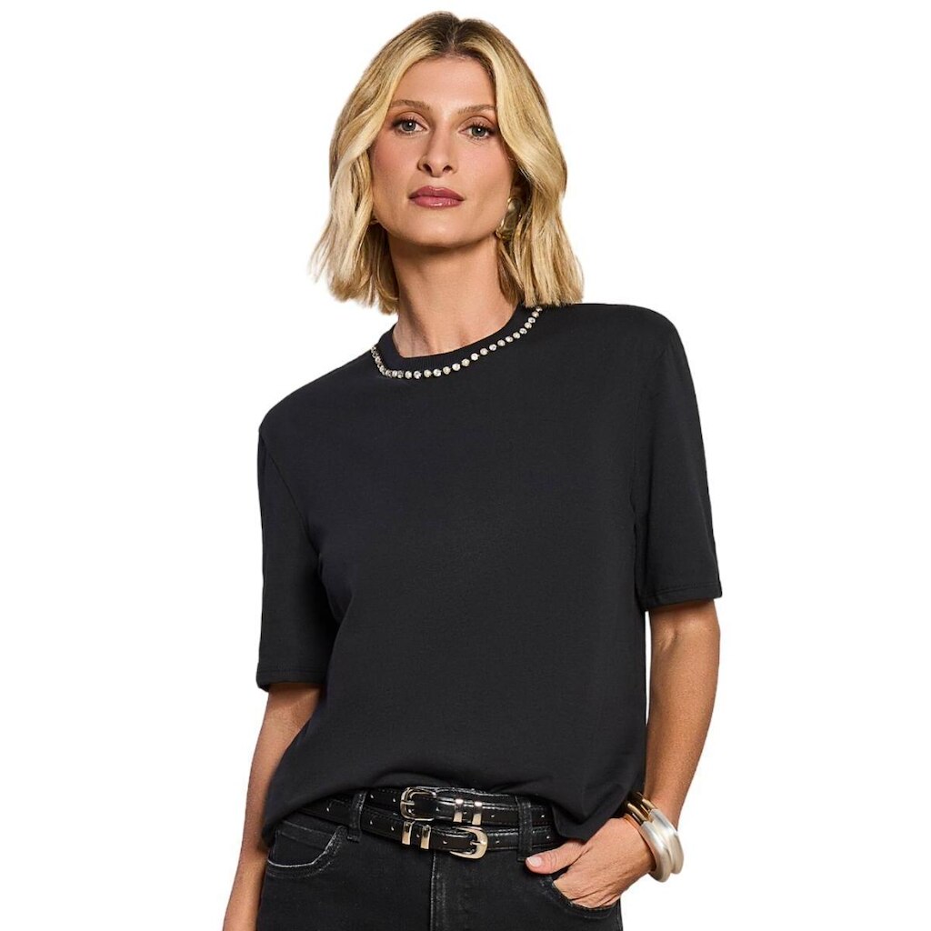 CAMISETA DOCE TRAMA MANGA CURTA FEMININO