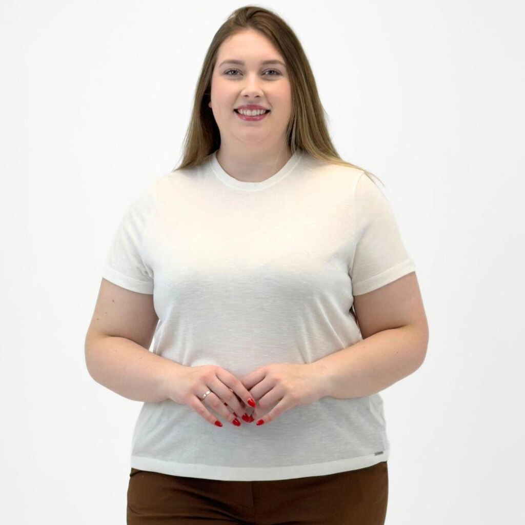 Camiseta Doce Trama T-Shirt Básica Plus Size Manga Curta Feminina