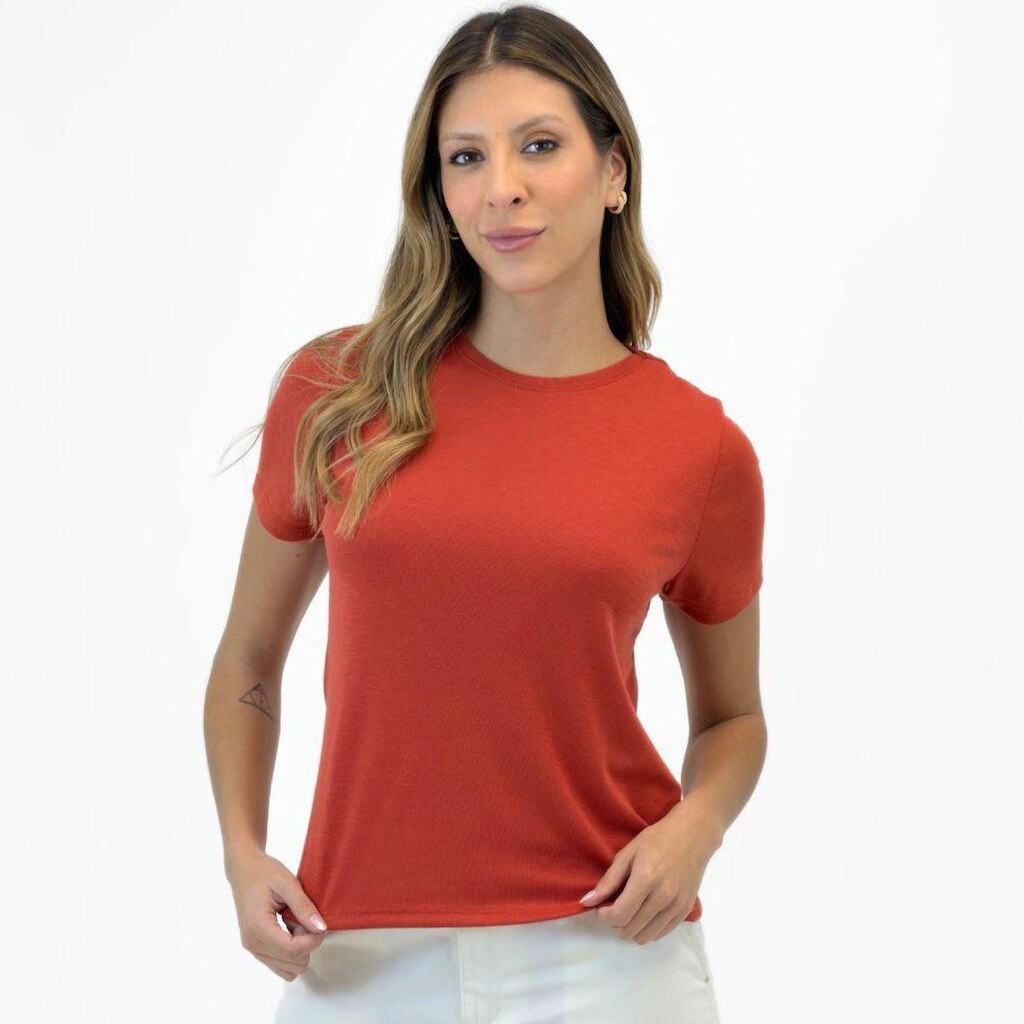 Camiseta Doce Trama T-shirt Manga Curta Básica Feminina