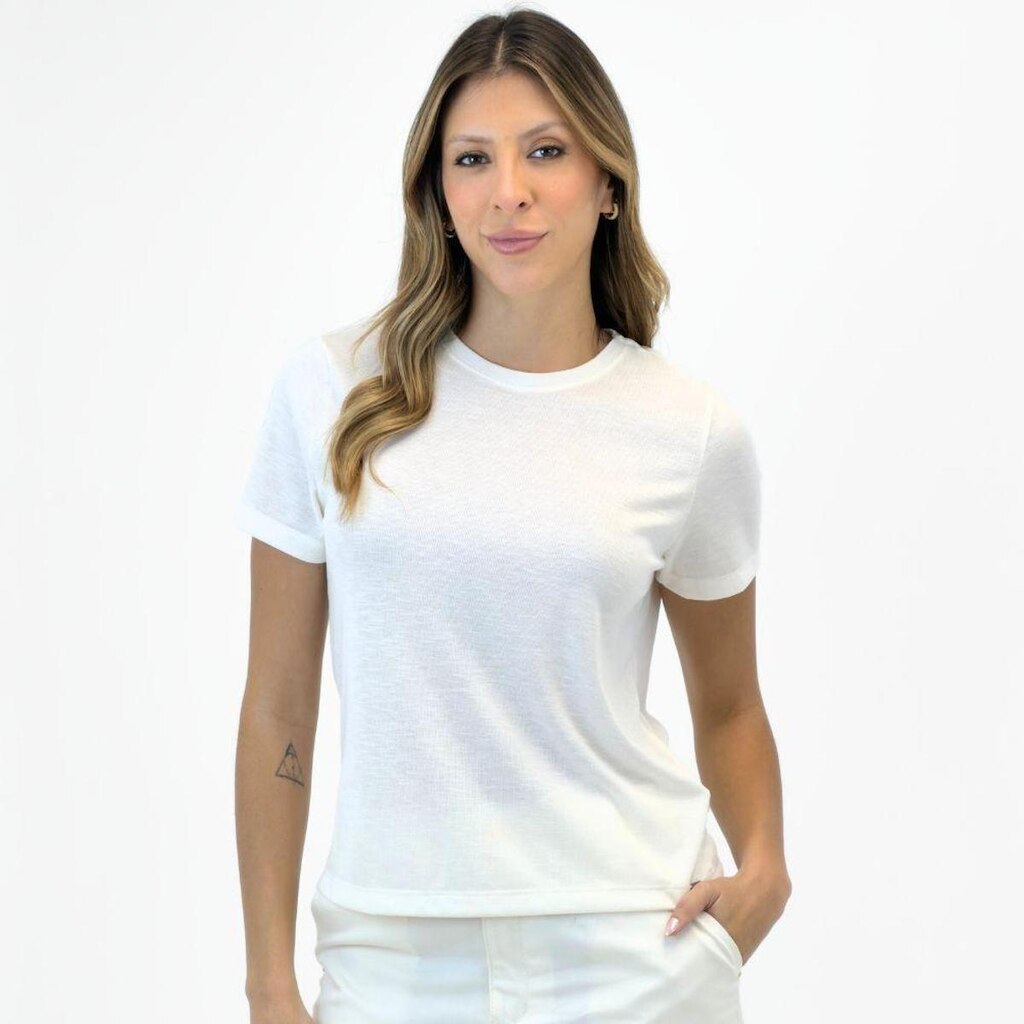Camiseta Doce Trama T-shirt Manga Curta Básica Feminina