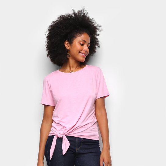 Camiseta Dooplex Amarração Feminina - Rosa Claro