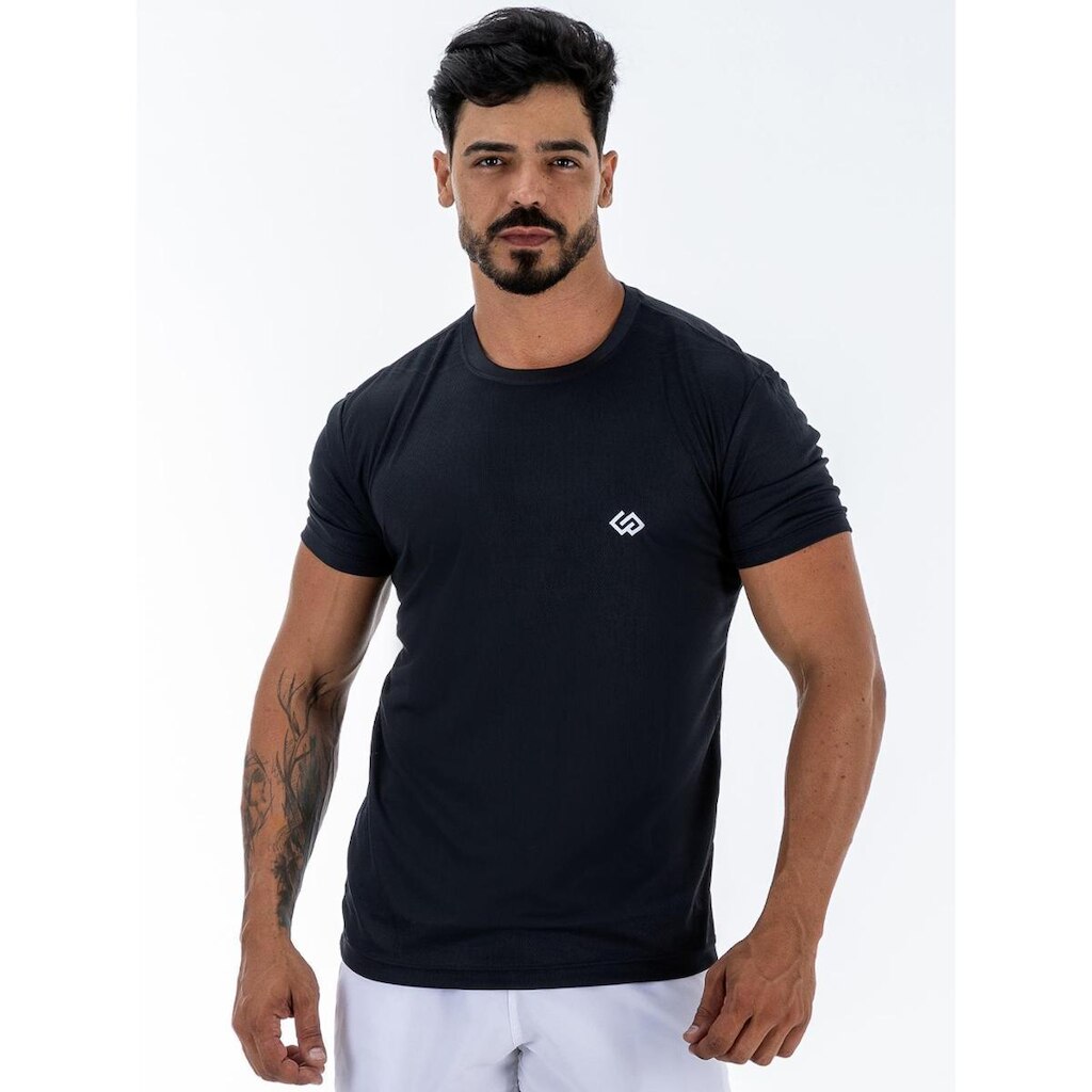Camiseta Dry Masculina Esportiva Preta Academia Treino