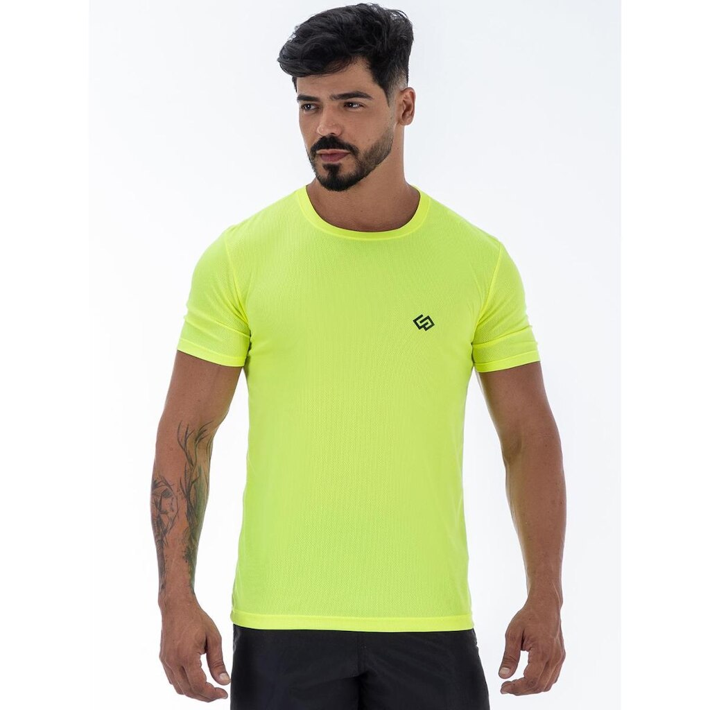 Camiseta Dry Slim Masculina Esportiva Academia Treino Neon