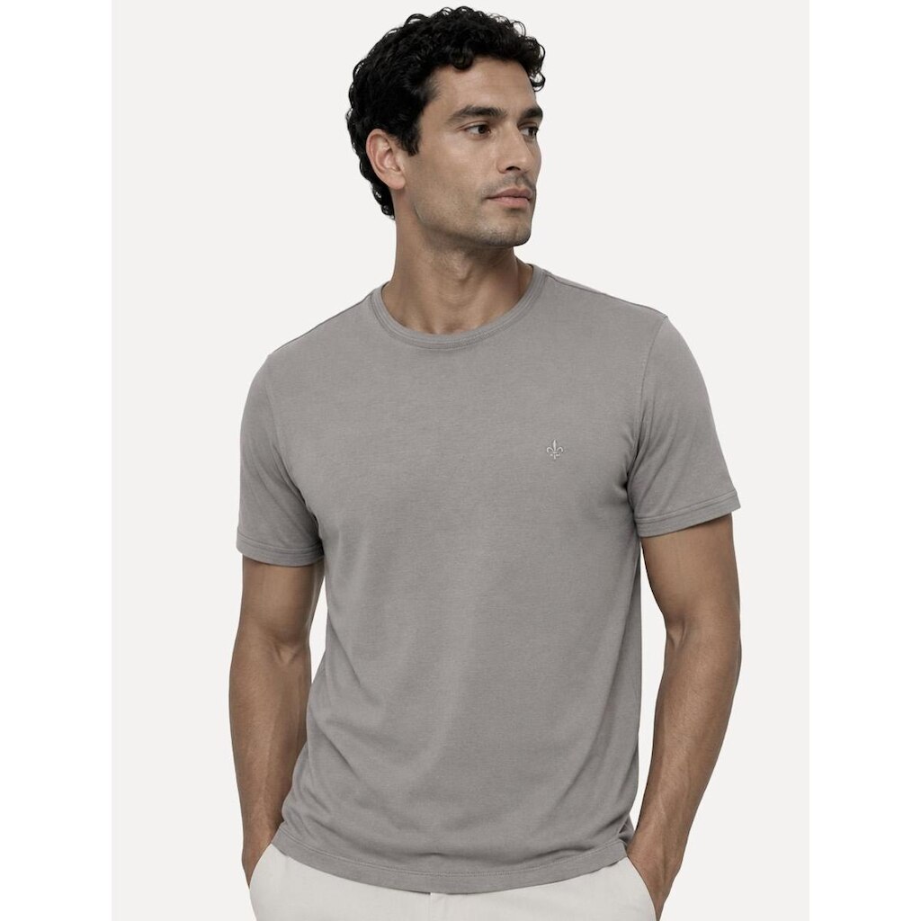 Camiseta Dudalina Masculina Cotton Flex Cinza Médio