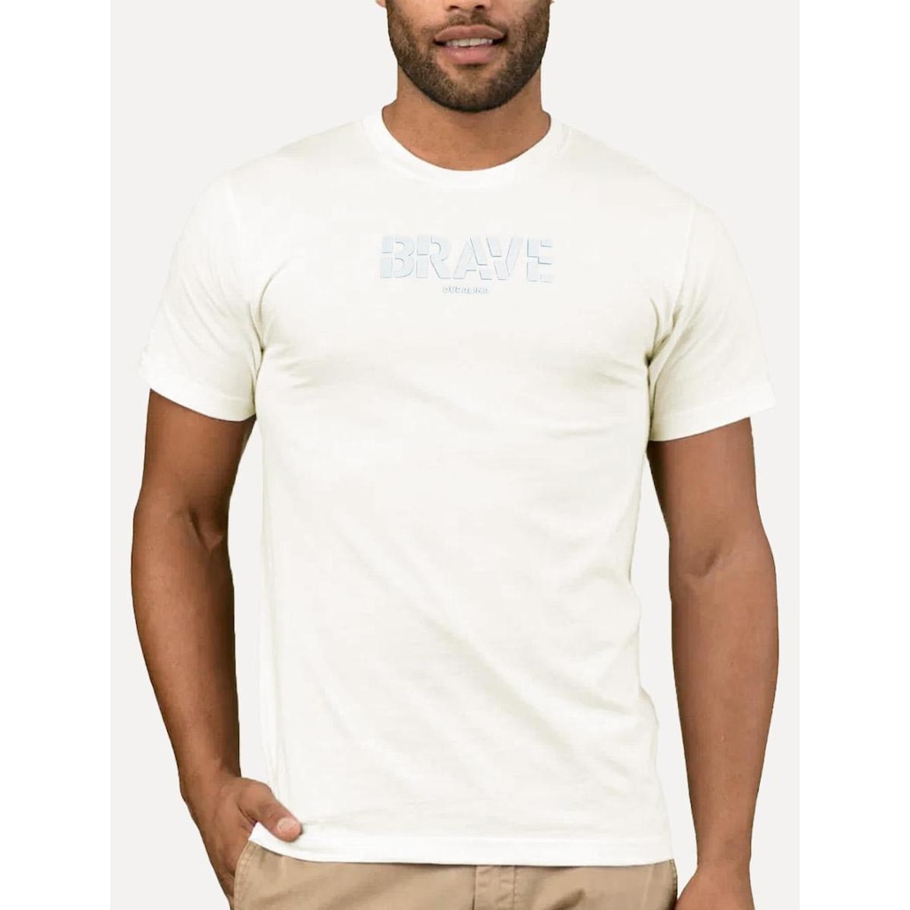 Camiseta Dudalina Masculina Regular Brave Relevo Off White