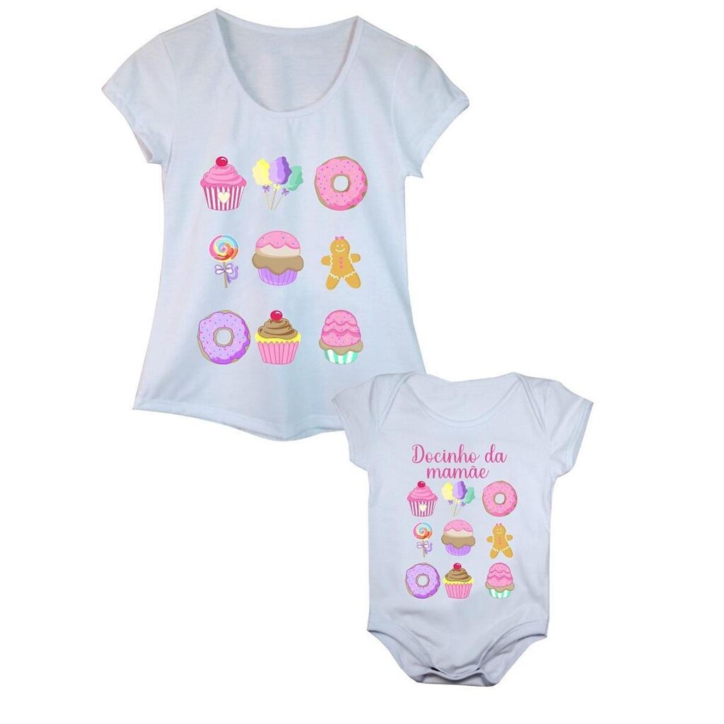 Camiseta e Body de Bebê Tal Mãe Tal Filha Docinho da Mamãe