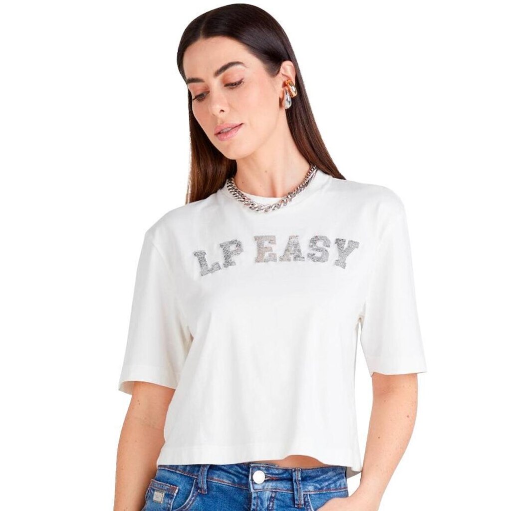 Camiseta Easy Lança Perfume Paetê Feminino