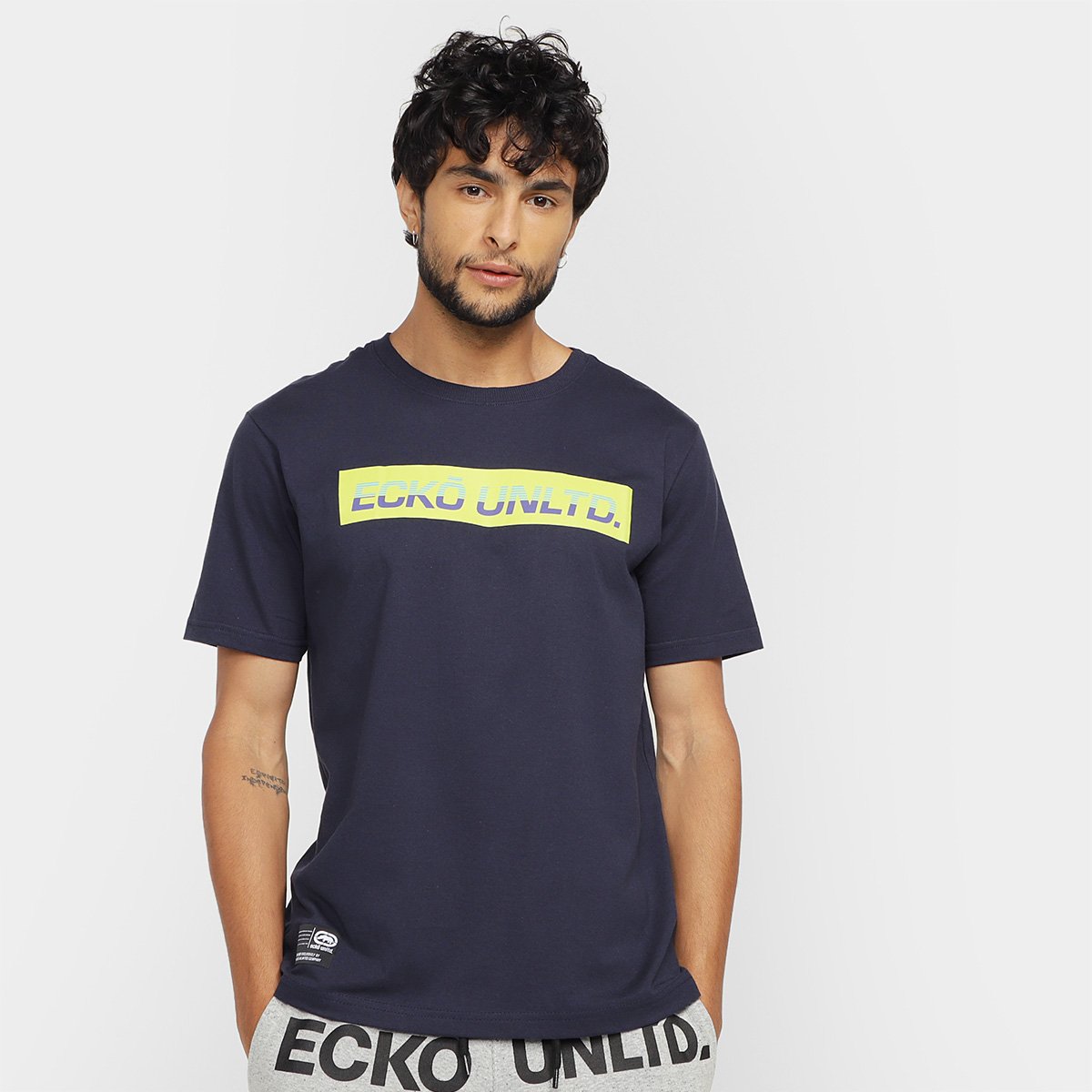 Camiseta Ecko Box Masculina - Azul Navy Menor preço em Camiseta Ecko Box Masculina - Azul Navy