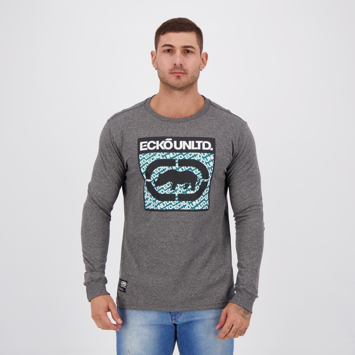 Camiseta Ecko Breeze Manga Longa Grafite Mescla - Cinza Menor preço em Camiseta Ecko Breeze Manga Longa Grafite Mescla - Cinza