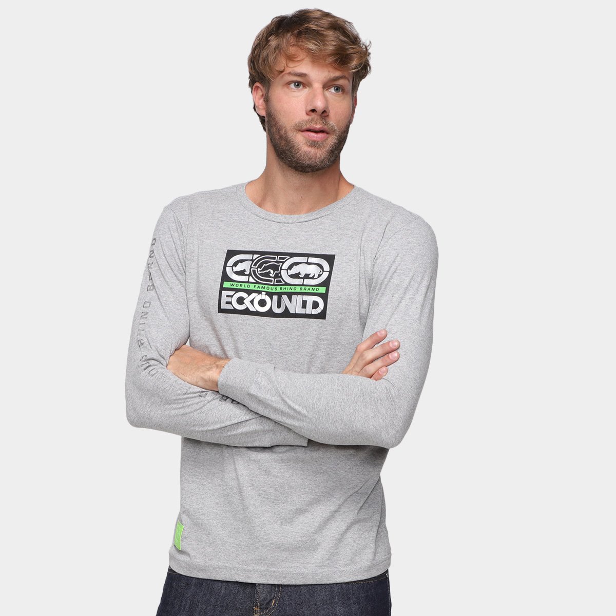 Camiseta Ecko Estampada Manga Longa Masculina - Marrom Menor preço em Camiseta Ecko Estampada Manga Longa Masculina - Marrom