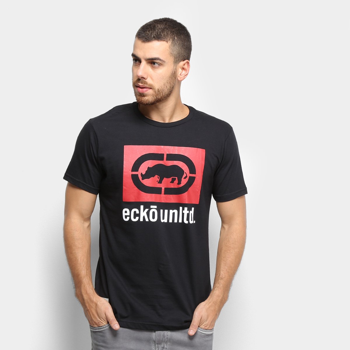 Camiseta Ecko Logo Central Masculina - Preto Menor preço em Camiseta Ecko Logo Central Masculina - Preto