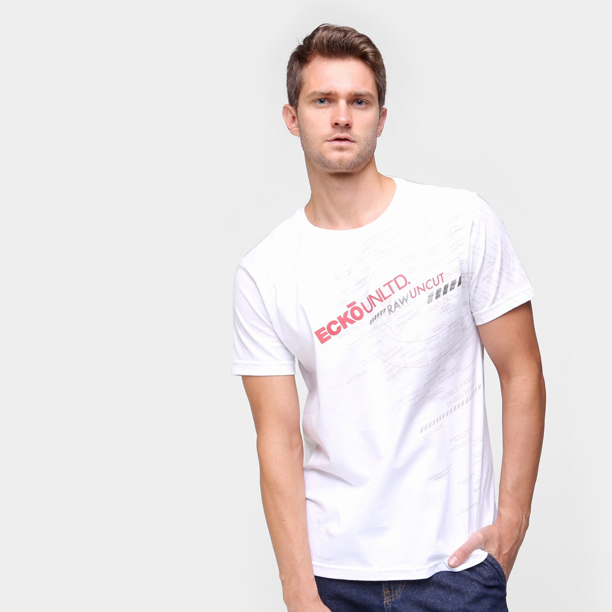 Camiseta Ecko Raw Uncut Masculina - Branco Menor preço em Camiseta Ecko Raw Uncut Masculina - Branco