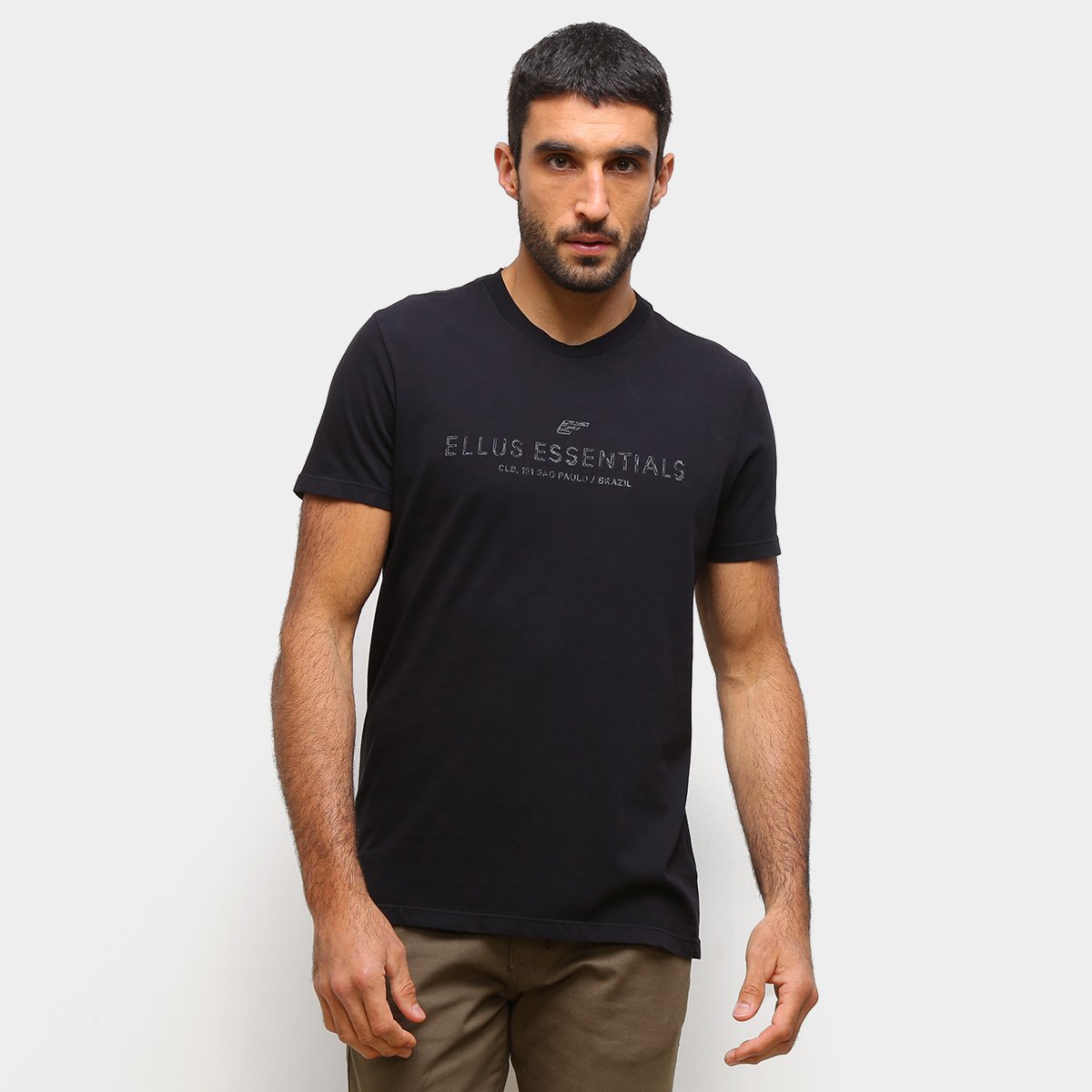 Camiseta Ellus Essentials Masculina - Preto Menor preço em Camiseta Ellus Essentials Masculina - Preto