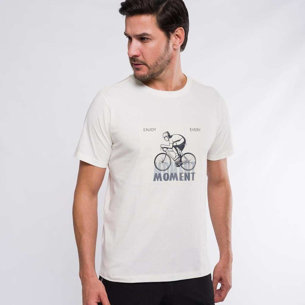 Camiseta Enjoy Every Moment Bege Márcio May - Algodão Premium Bike Lifestyle