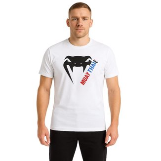 Camiseta Esportiva Masculina Venum Basic Muay Thai Branco Treino Luta Academia