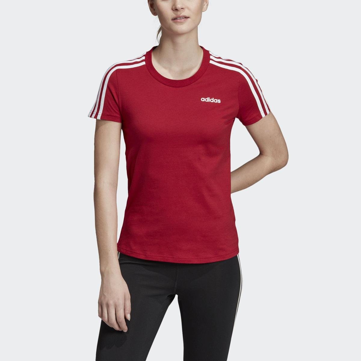 camiseta adidas vermelha 3 stripes