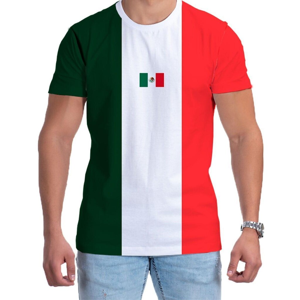 Camiseta Estampada Bandeira México Camisa Copa Futebol 2022
