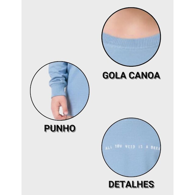 Camiseta Estampada Com Punhos Elegante Quentinho Dia a Dia Inverno Frio - Menino 4 a 14 anos