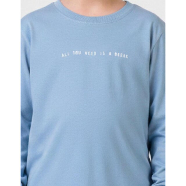 Camiseta Estampada Com Punhos Elegante Quentinho Dia a Dia Inverno Frio - Menino 4 a 14 anos