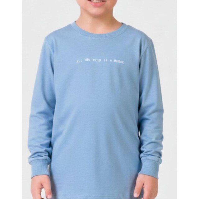 Camiseta Estampada Com Punhos Elegante Quentinho Dia a Dia Inverno Frio - Menino 4 a 14 anos