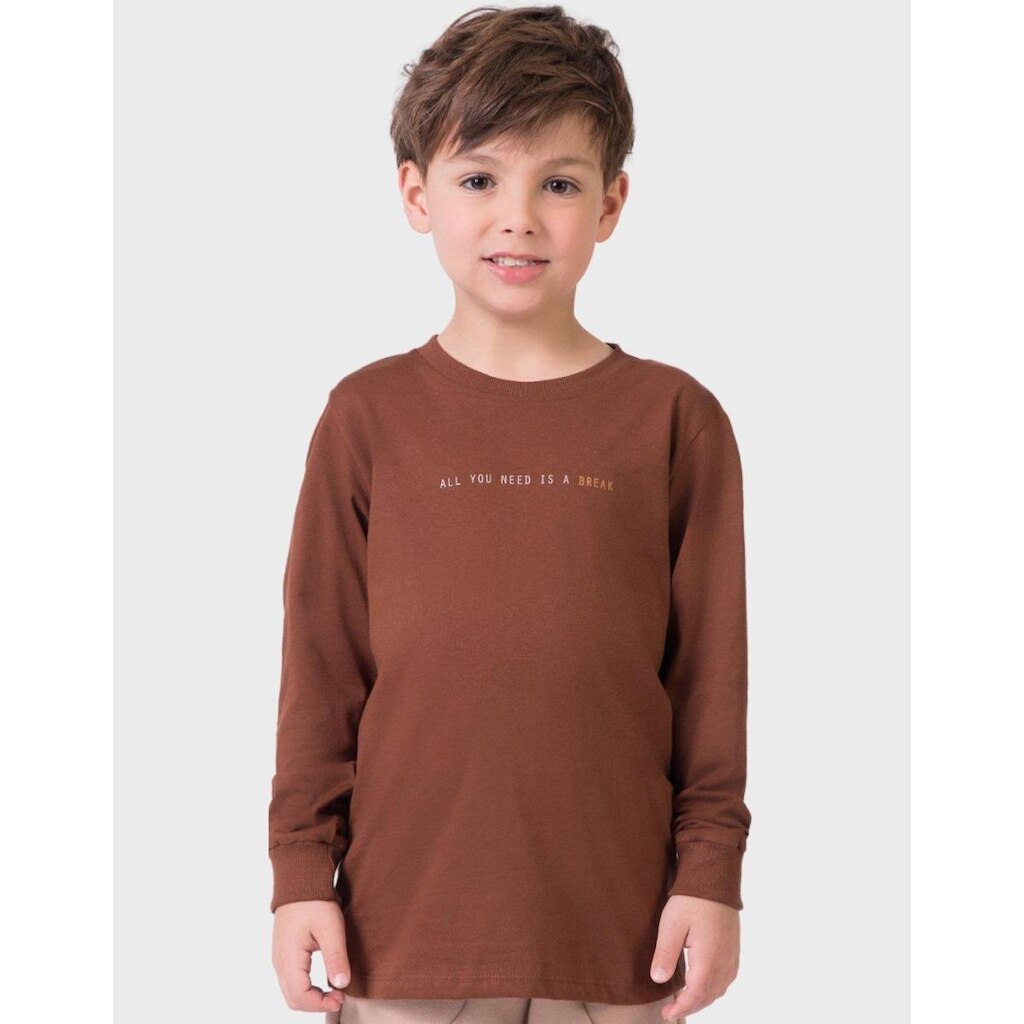 Camiseta Estampada Com Punhos Elegante Quentinho Dia a Dia Inverno Frio - Menino 4 a 14 anos